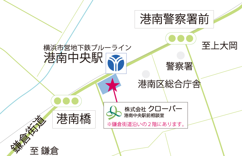 港南中央駅前相談室 鎌倉街道沿い２階にあります。
